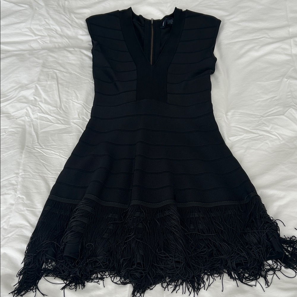 French Connection Black Fringe Mini Dress